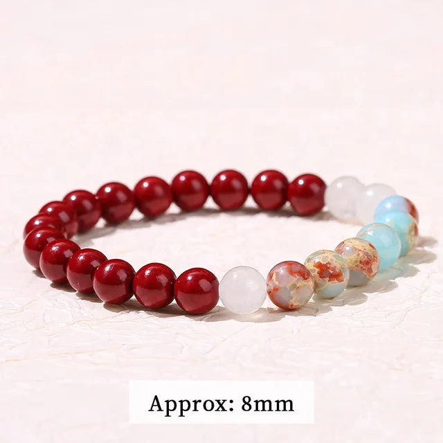 Women Men Natural Cinnabar Real Bead Bracelets Vintage Bangles