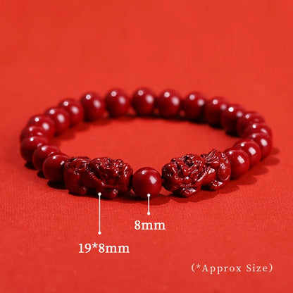 Women Men Natural Cinnabar Real Bead Bracelets Vintage Bangles