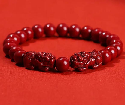 Women Men Natural Cinnabar Real Bead Bracelets Vintage Bangles