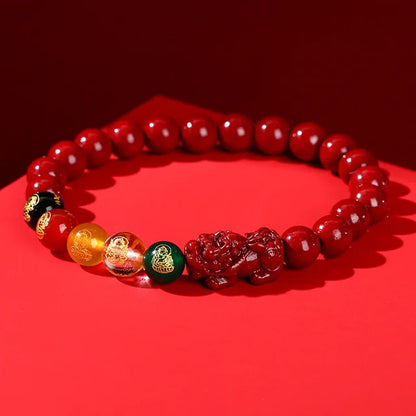 Women Men Natural Cinnabar Real Bead Bracelets Vintage Bangles