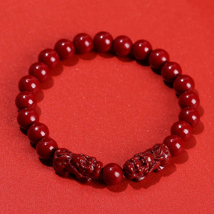 Women Men Natural Cinnabar Real Bead Bracelets Vintage Bangles