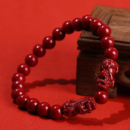 Women Men Natural Cinnabar Real Bead Bracelets Vintage Bangles