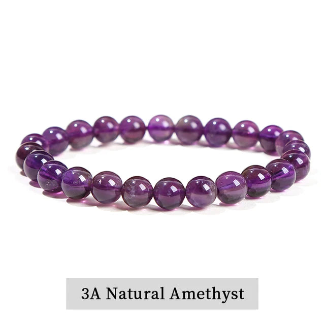 Natural Stone Amethyst Tiger Eye Crystal Gem Beads Bangles Bracelets