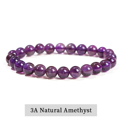 Natural Stone Amethyst Tiger Eye Crystal Gem Beads Bangles Bracelets