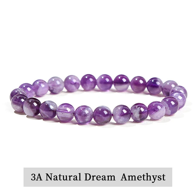 Natural Stone Amethyst Tiger Eye Crystal Gem Beads Bangles Bracelets