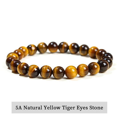 Natural Stone Amethyst Tiger Eye Crystal Gem Beads Bangles Bracelets