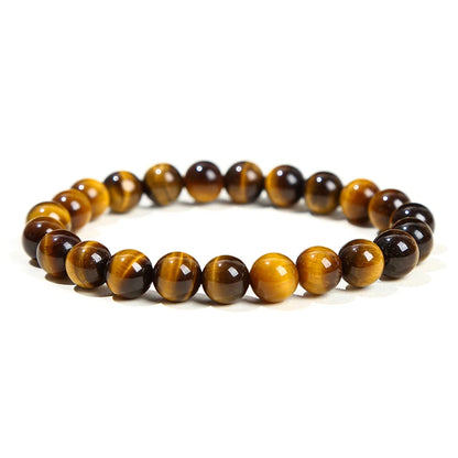 Natural Stone Amethyst Tiger Eye Crystal Gem Beads Bangles Bracelets