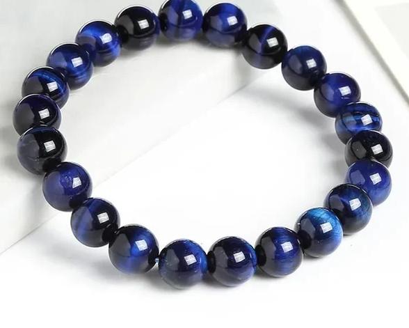 Natural Stone Blue Tiger Eye Beaded Women Men Healing Bangles Bracelets