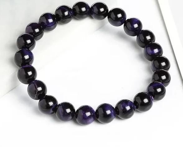 Natural Stone Blue Tiger Eye Beaded Women Men Healing Bangles Bracelets