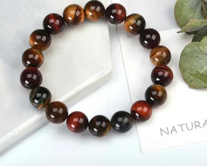 Natural Stone Blue Tiger Eye Beaded Women Men Healing Bangles Bracelets