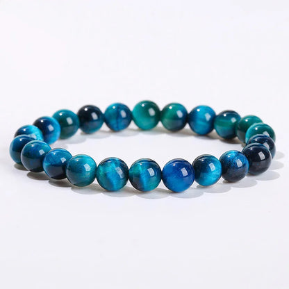 Natural Stone Blue Tiger Eye Beaded Women Men Healing Bangles Bracelets