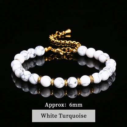 Natural Stone Aventurine Agate 6mm Bead Stainless Steel Women Handmade Adjustable Bracelets