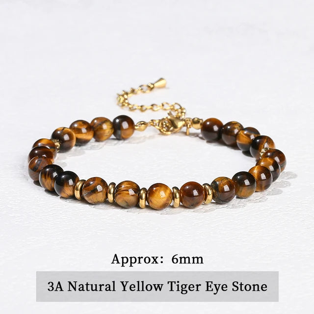 Natural Stone Aventurine Agate 6mm Bead Stainless Steel Women Handmade Adjustable Bracelets