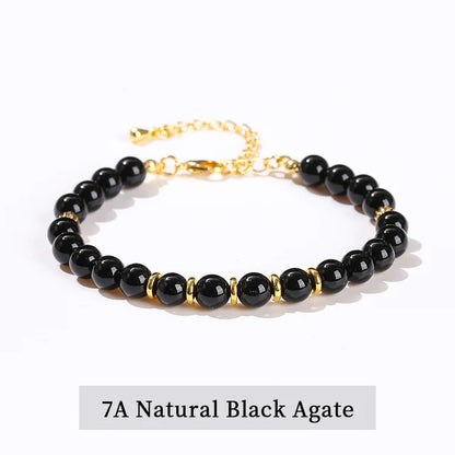 Natural Stone Aventurine Agate 6mm Bead Stainless Steel Women Handmade Adjustable Bracelets