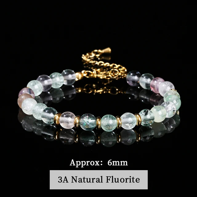 Natural Stone Aventurine Agate 6mm Bead Stainless Steel Women Handmade Adjustable Bracelets