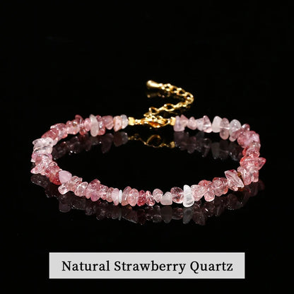 Women Adjustable Chip Natural Stone Mixed Tourmaline Gravel Lucky Chain Bracelet