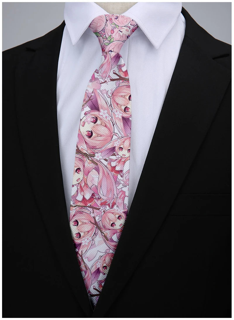 8cm Men Japanese Cartoon Printed Fashion Novelty Wedding Business Necktie Ties