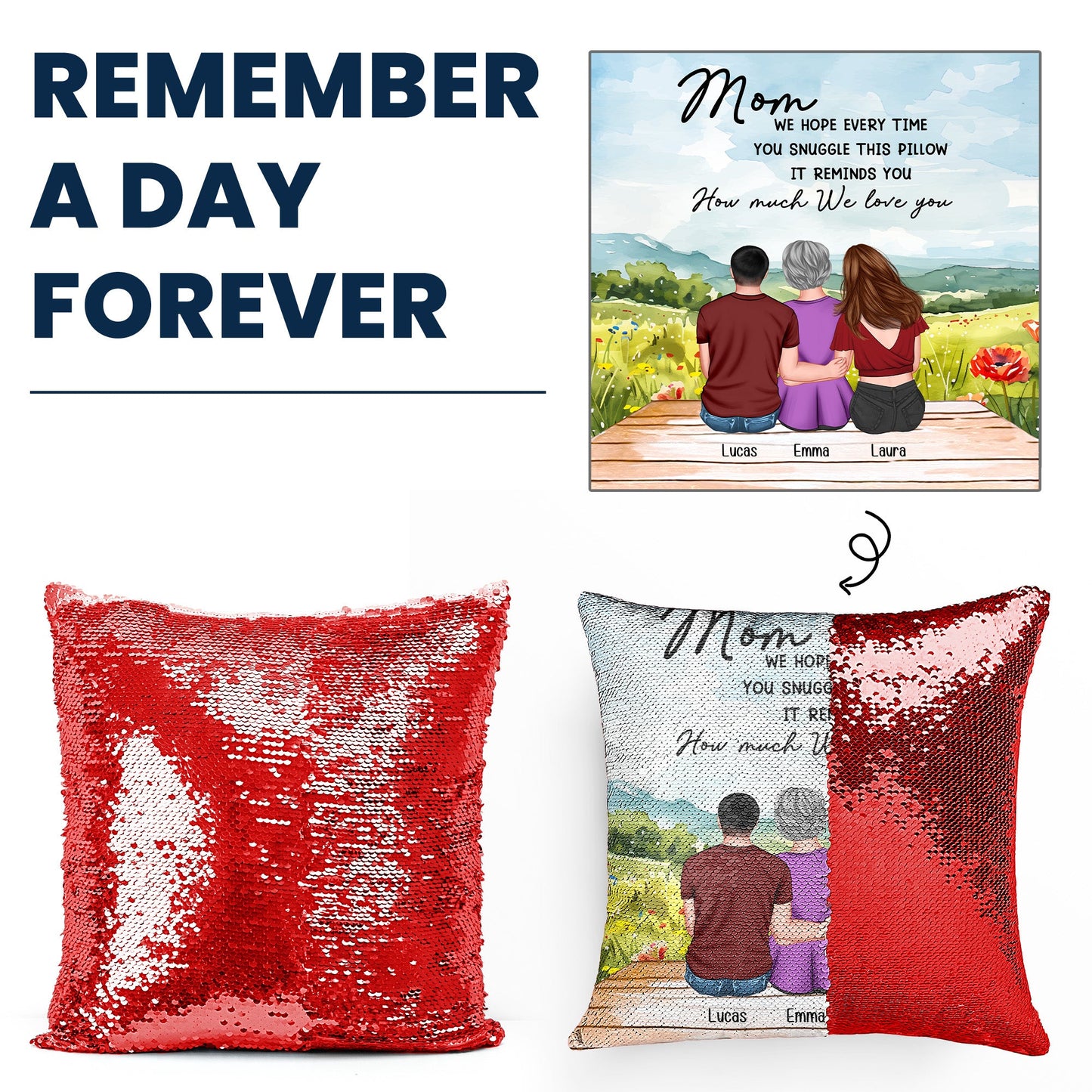 Mom Gift We Hope Every Time You Snuggle This Pillow - Custom Sequin Pillow