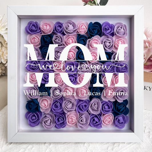 Mama Gift We Love You - Personalized Flower Shadow Box