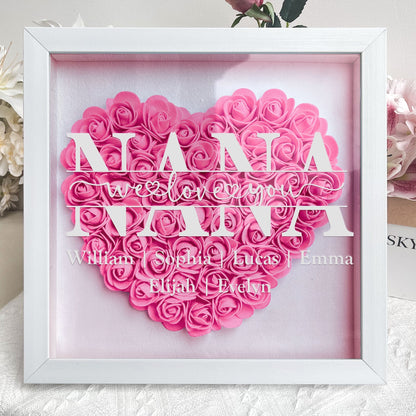 Mama Gift We Love You - Personalized Flower Shadow Box