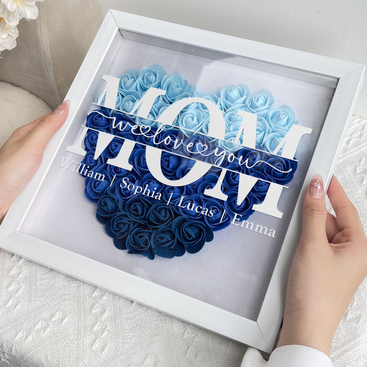 Mama Gift We Love You - Personalized Flower Shadow Box