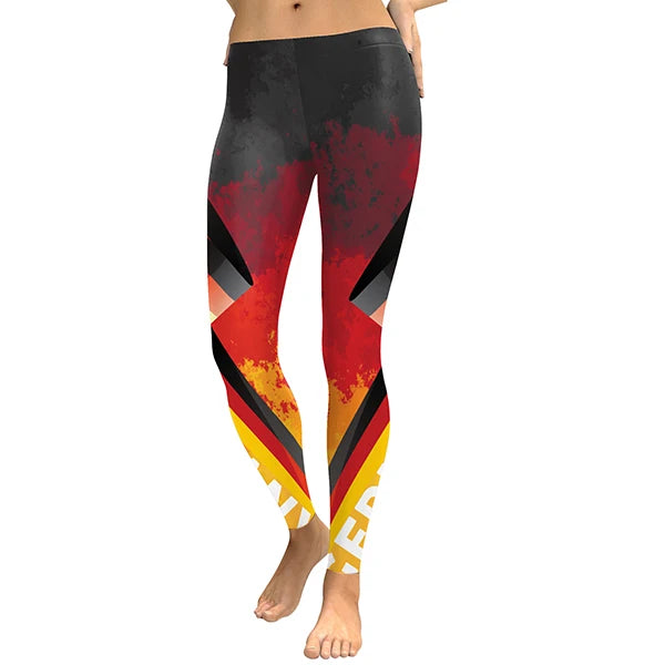 Women Germany Team Flag Digital Print Leggings Pants