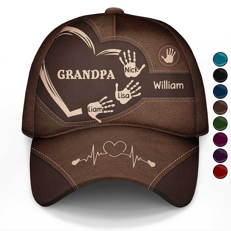 Grandma Grandpa Granddad Dad Kids Handprints - Personalized Classic Cap