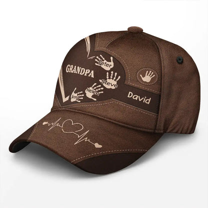Grandma Grandpa Granddad Dad Kids Handprints - Personalized Classic Cap