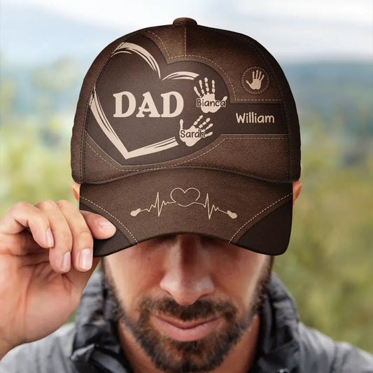 Grandma Grandpa Granddad Dad Kids Handprints - Personalized Classic Cap
