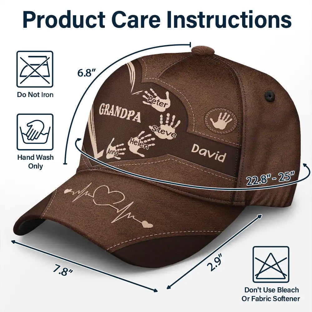 Grandma Grandpa Granddad Dad Kids Handprints - Personalized Classic Cap