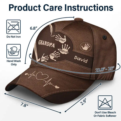 Grandma Grandpa Granddad Dad Kids Handprints - Personalized Classic Cap