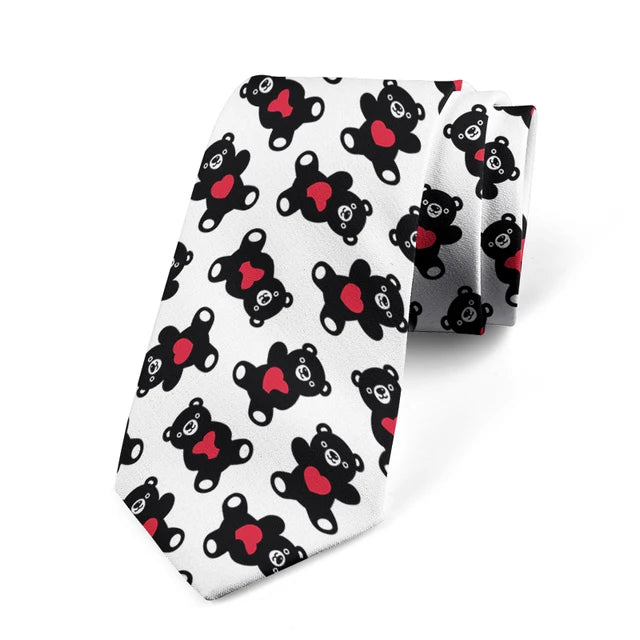 8CM Men Cartoon Bear Printed Slim Formal Necktie Ties