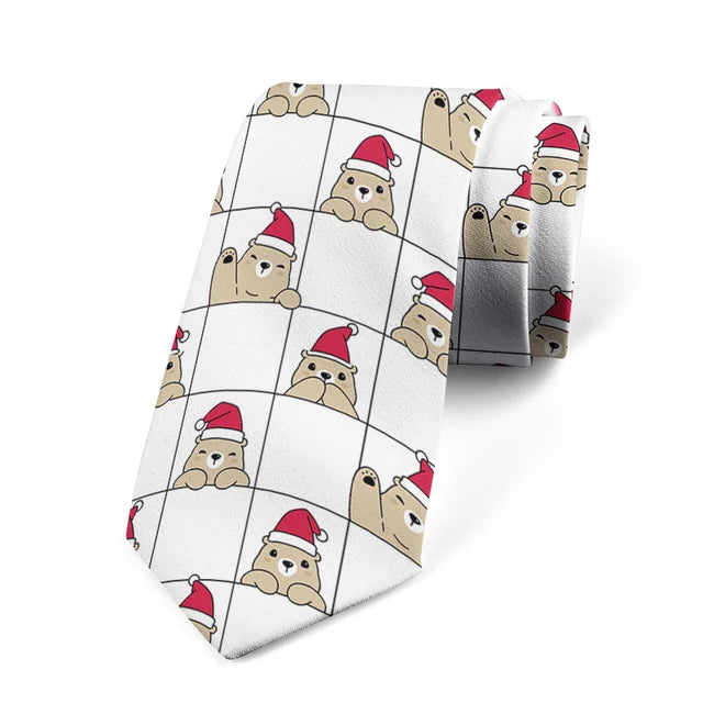 8CM Men Cartoon Bear Printed Slim Formal Necktie Ties