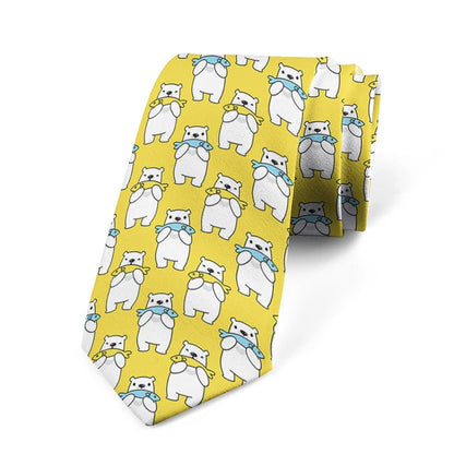 8CM Men Cartoon Bear Printed Slim Formal Necktie Ties