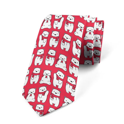 8CM Men Cartoon Bear Printed Slim Formal Necktie Ties