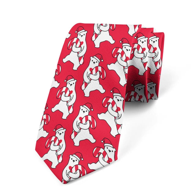 8CM Men Cartoon Bear Printed Slim Formal Necktie Ties