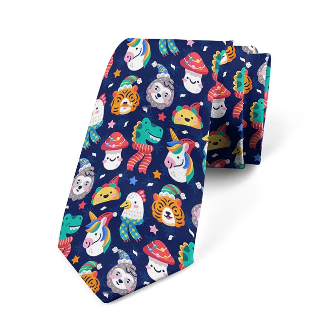 8CM Men Cartoon Bear Printed Slim Formal Necktie Ties