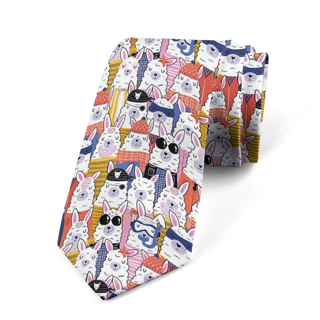 8CM Men Cartoon Bear Printed Slim Formal Necktie Ties