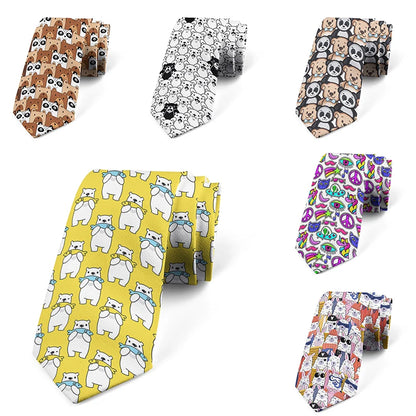 8CM Men Cartoon Bear Printed Slim Formal Necktie Ties