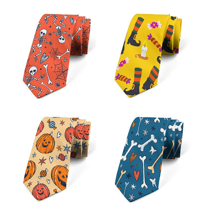 8cm Men Women Fashion Skull Prints Formal Halloween Funny Pumpkin Necktie Ties