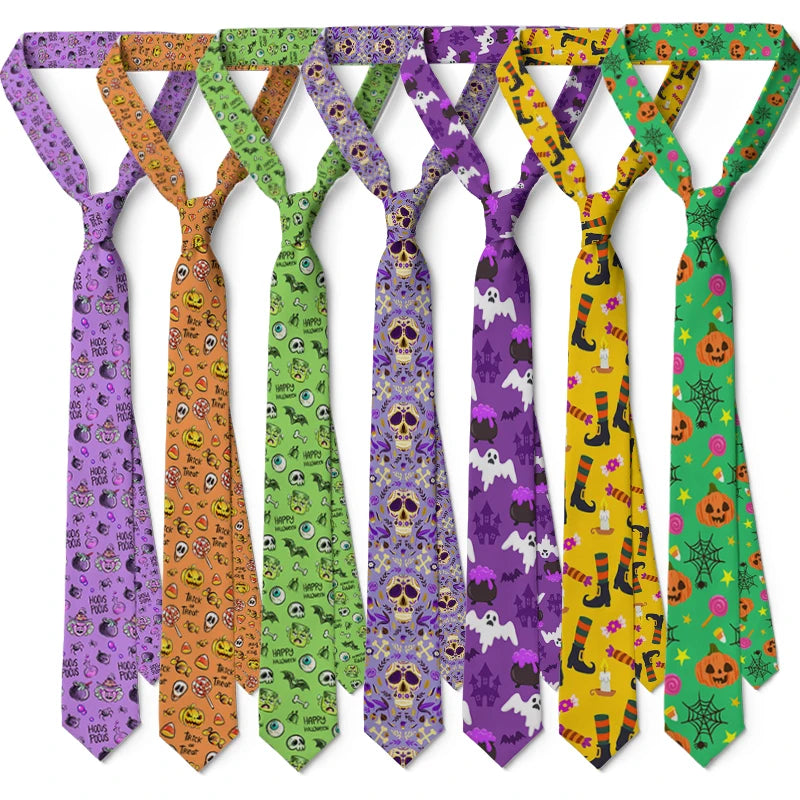 8cm Men Women Fashion Skull Prints Formal Halloween Funny Pumpkin Necktie Ties