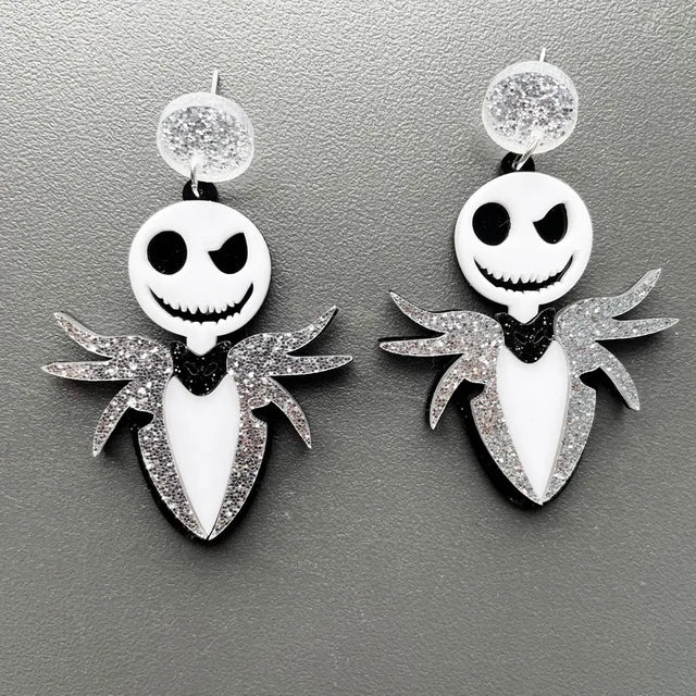 Women Halloween Cat Ghost Doll Skeleton Mouth Pumpkin Lips Tongue Earrings