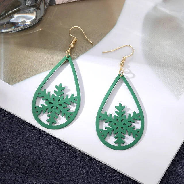 Women Hollow out Bohemian Fashion Green Spray Retro Ethnic Style Earrings