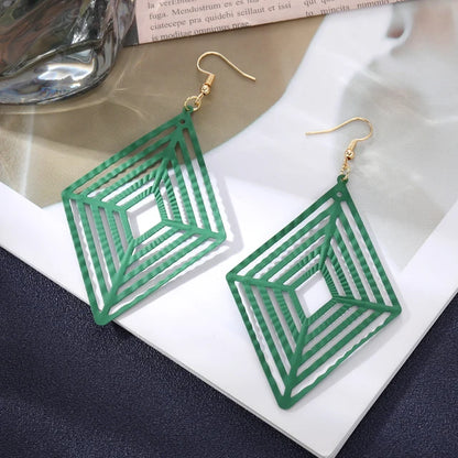 Women Hollow out Bohemian Fashion Green Spray Retro Ethnic Style Earrings