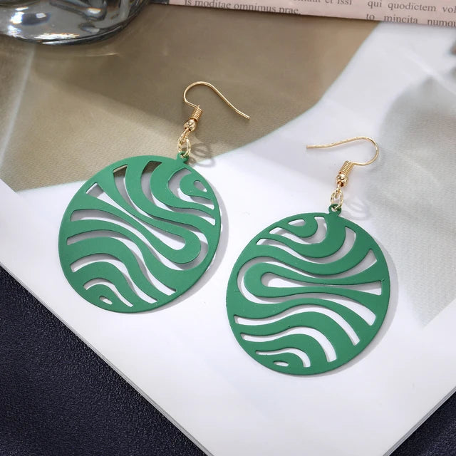 Women Hollow out Bohemian Fashion Green Spray Retro Ethnic Style Earrings