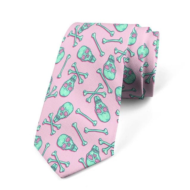 8cm Men Skull Print Fashion Wedding Halloween cosplay Necktie Ties