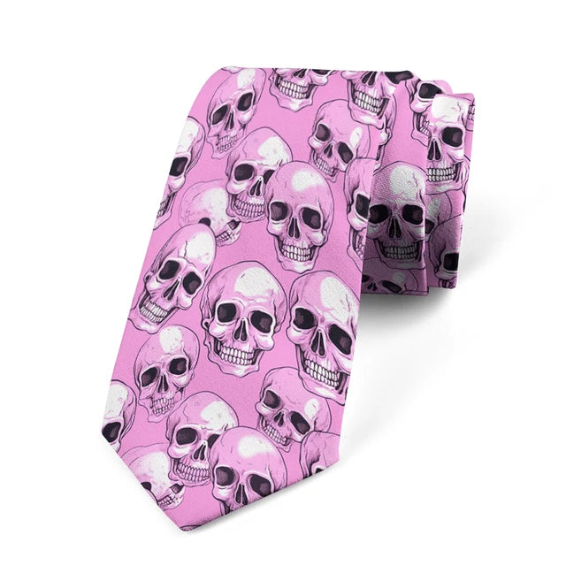 8cm Men Skull Print Fashion Wedding Halloween cosplay Necktie Ties