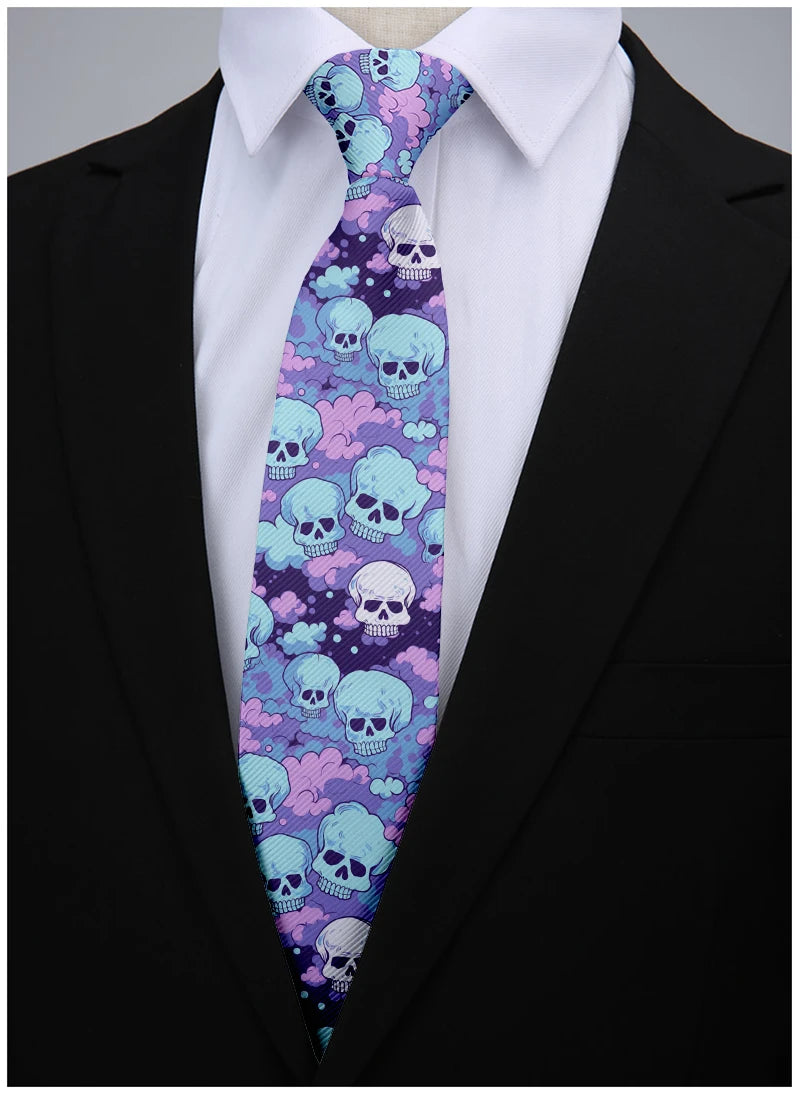 8cm Men Skull Print Fashion Wedding Halloween cosplay Necktie Ties