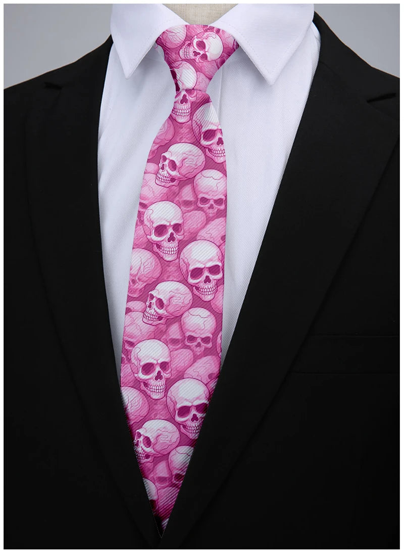 8cm Men Skull Print Fashion Wedding Halloween cosplay Necktie Ties