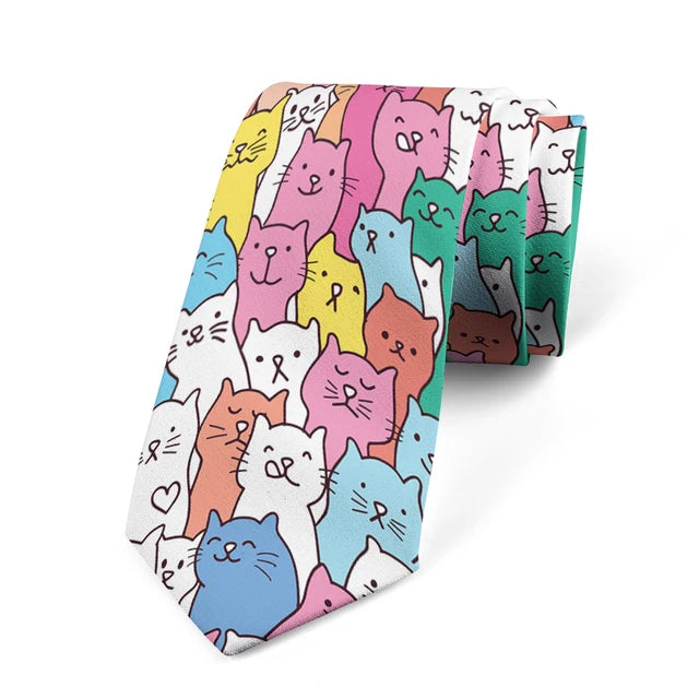 8cm Men Cartoon Bear Printed Fashion Wedding Novelty Necktie Ties